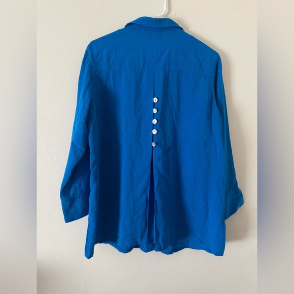 Blue Button-Up Women's Top - Picture 2 of 10
